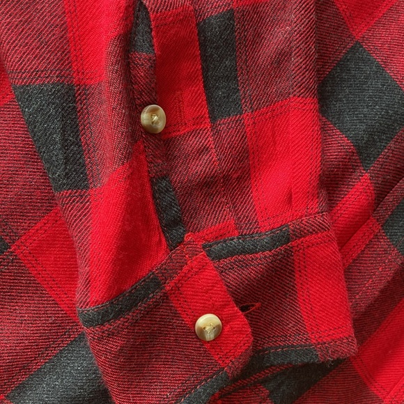 Never Worn Lucky Brand Red and Charcoal Buffalo Check Buttondown Tunic in Size L - Picture 6 of 8